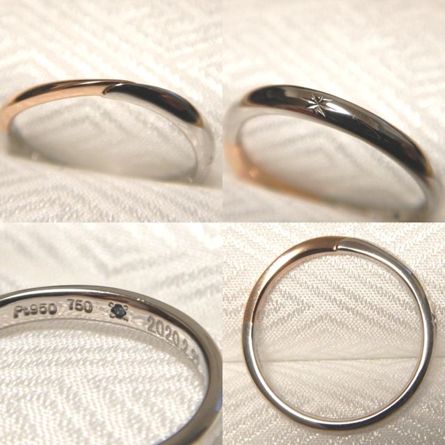 女性13.5号。プラチナとピンクゴールド。