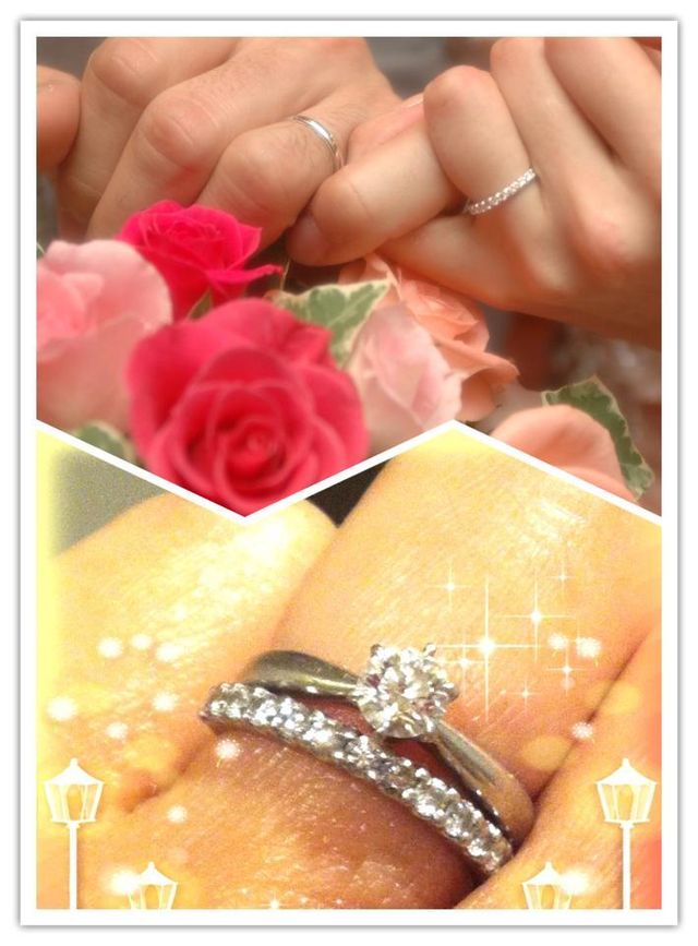 上は結婚指輪。下は結婚指輪と婚約指輪のセット。