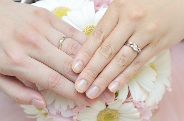 結婚式での一枚。重ねづけ。