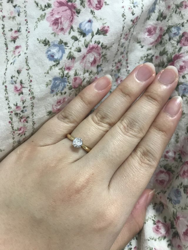 K18YGのリングに、台座はPt950