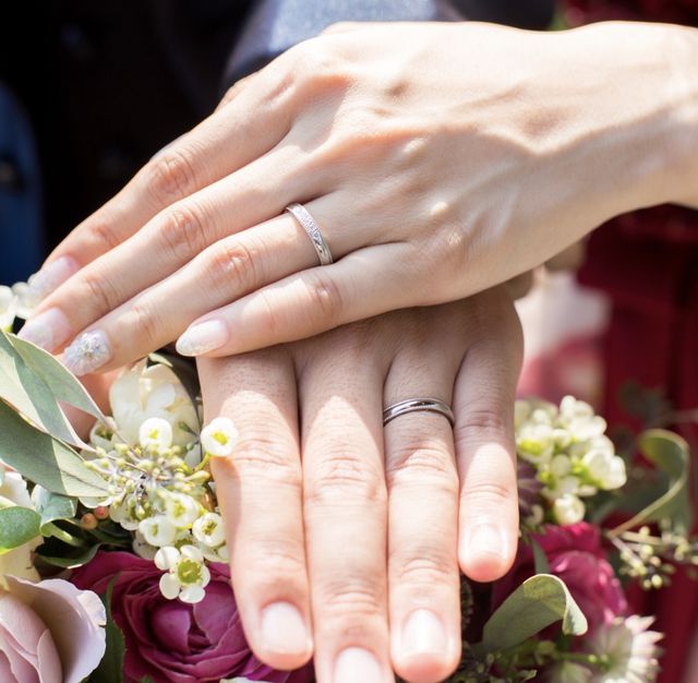 結婚式でカメラマンに撮影してもらった写真です。