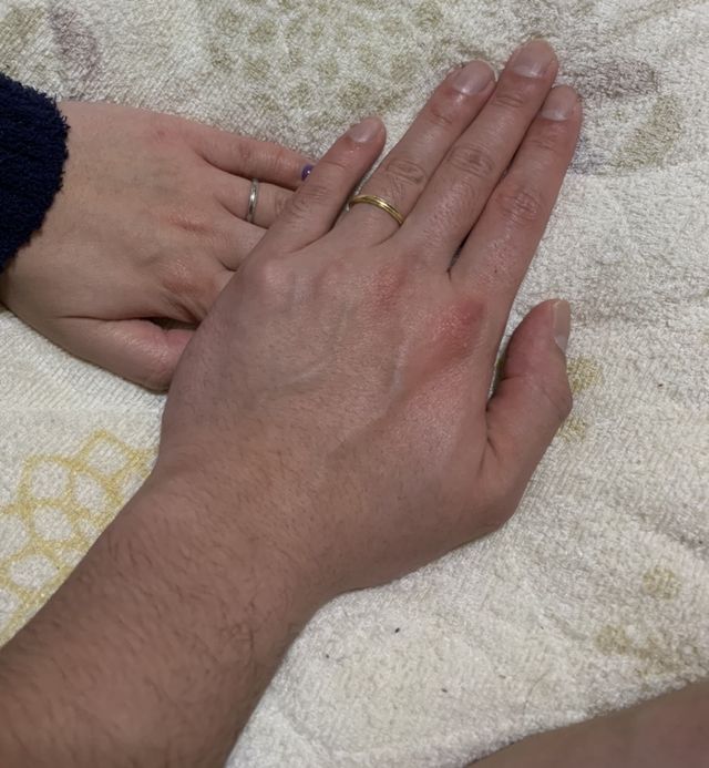 2人で早速つけてみました。