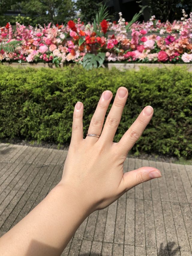 購入後撮影。つけやすくて、外だとキラキラしています。