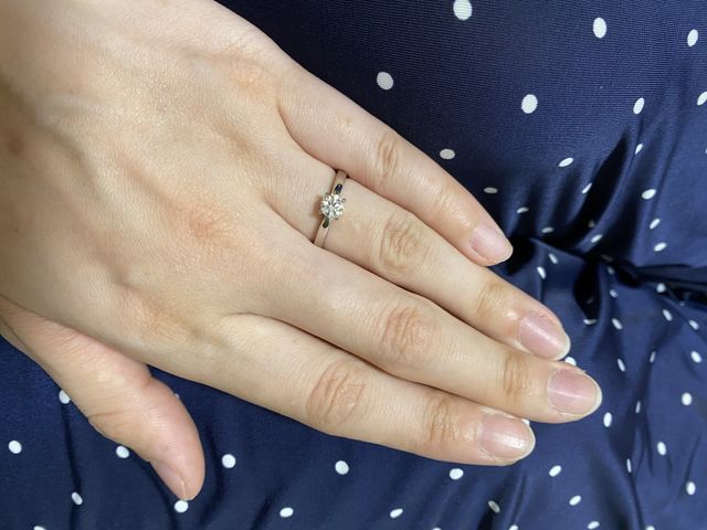 実際に付けたところ。0.3〜0.4の間のカラットです。