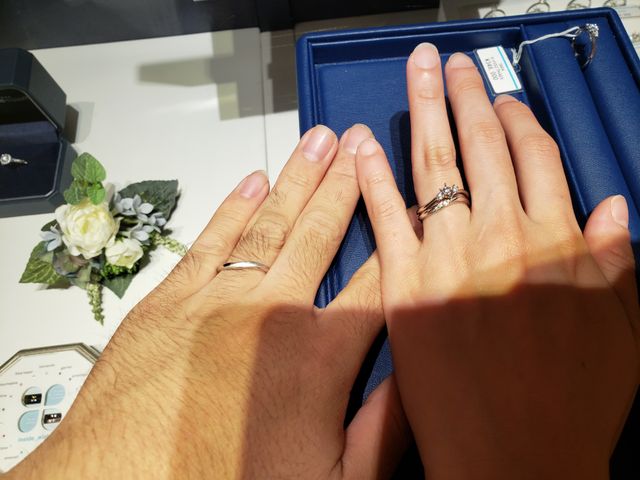 気に入ったダイヤを型にはめ試着させていただきました！