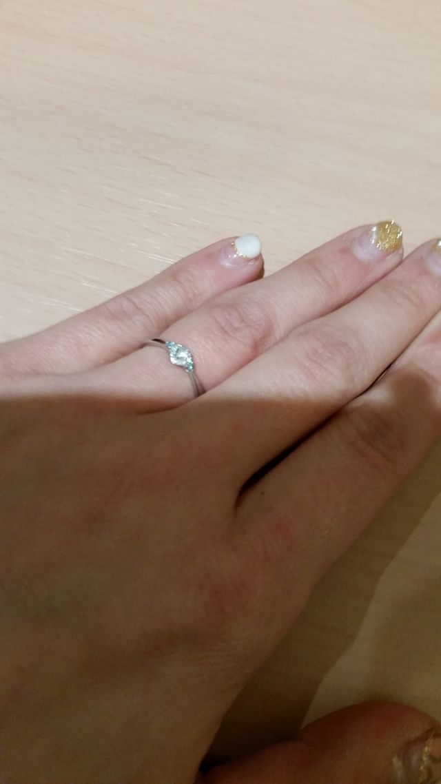 指にはめた写真です