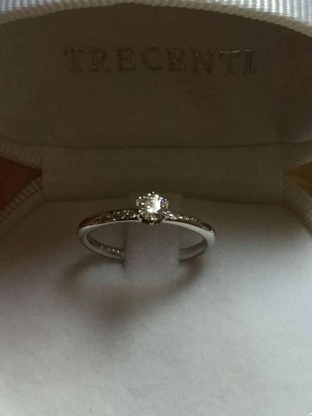 一粒ダイヤと両端に５つ程ついてます。