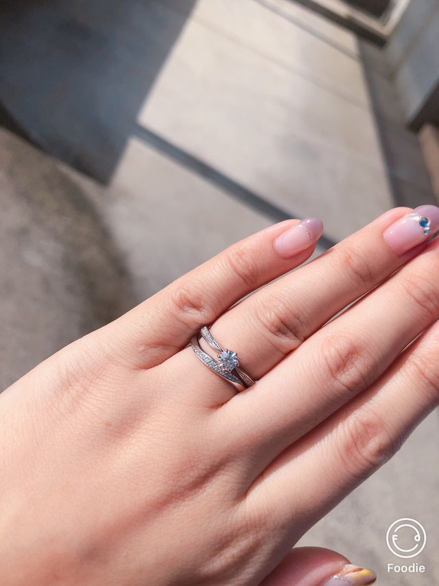 婚約指輪と重ね付けしてみました★