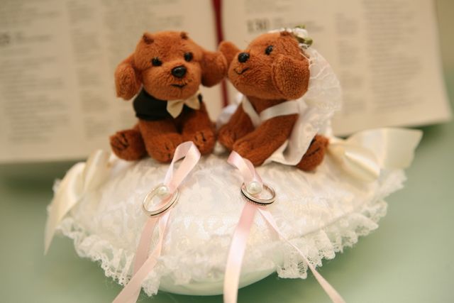結婚式での指輪です。