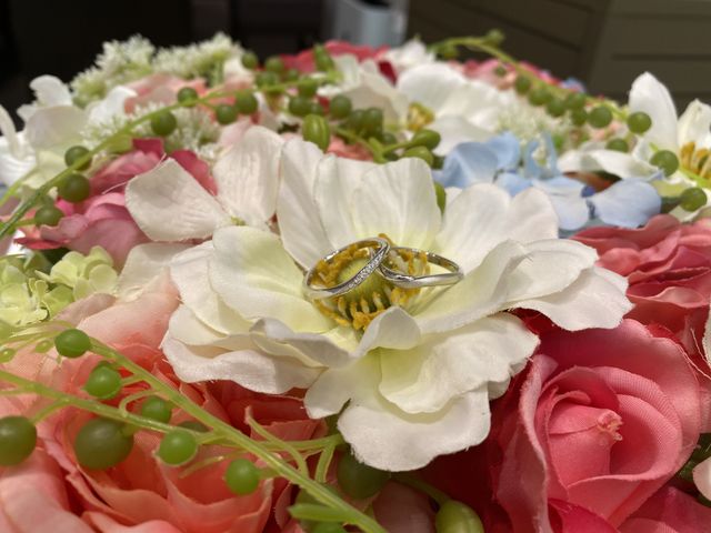 素敵なお花のボードの上で写真を撮っていただきました！