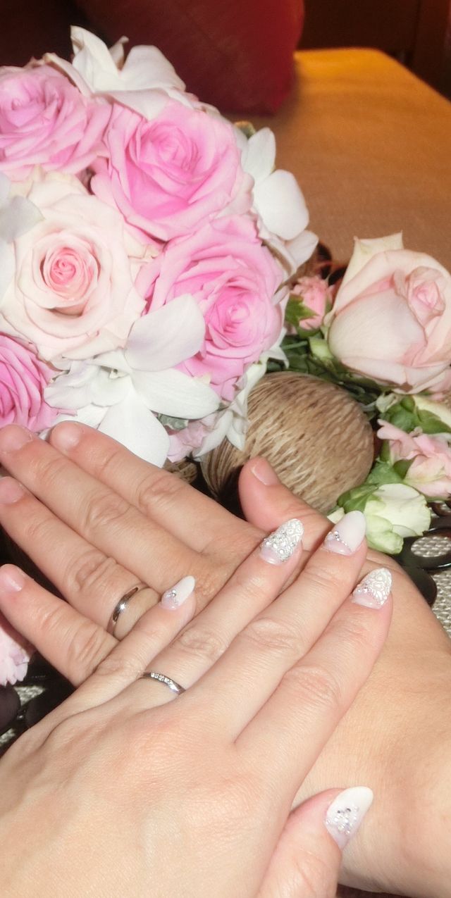 結婚式の後。主人とペアのリングです。
