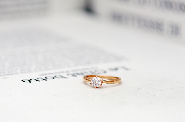 ピンクゴールドのリング