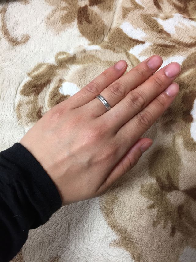 指にはめた写真です