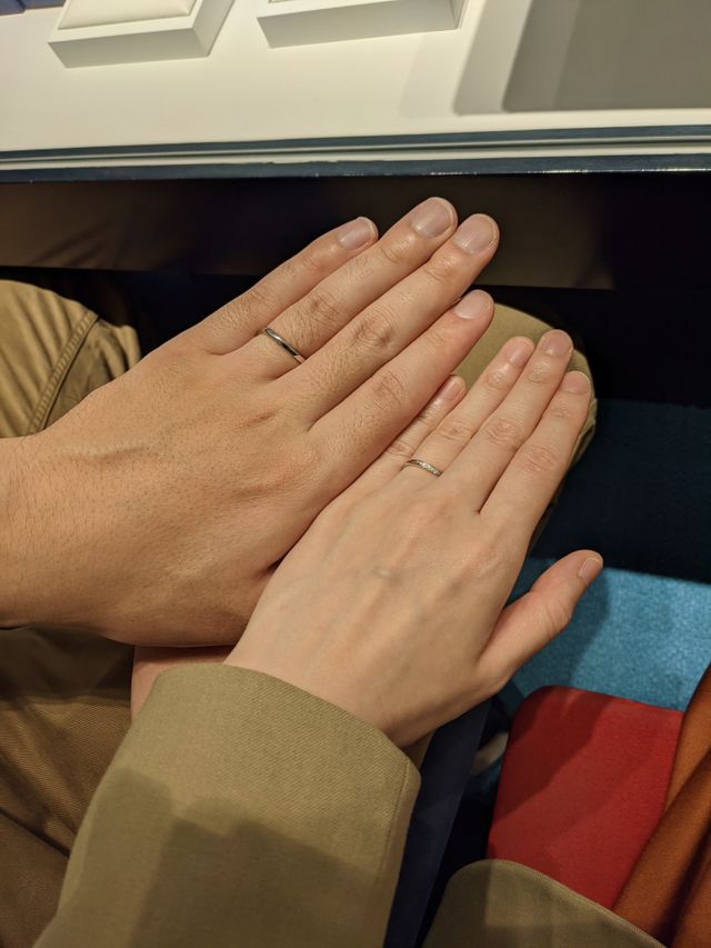 着用時。彼23号、私7号です。