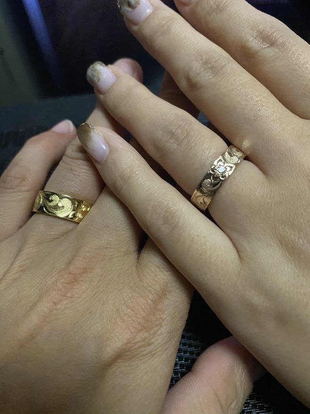 男性用イエローゴールド女性用ピンクゴールド