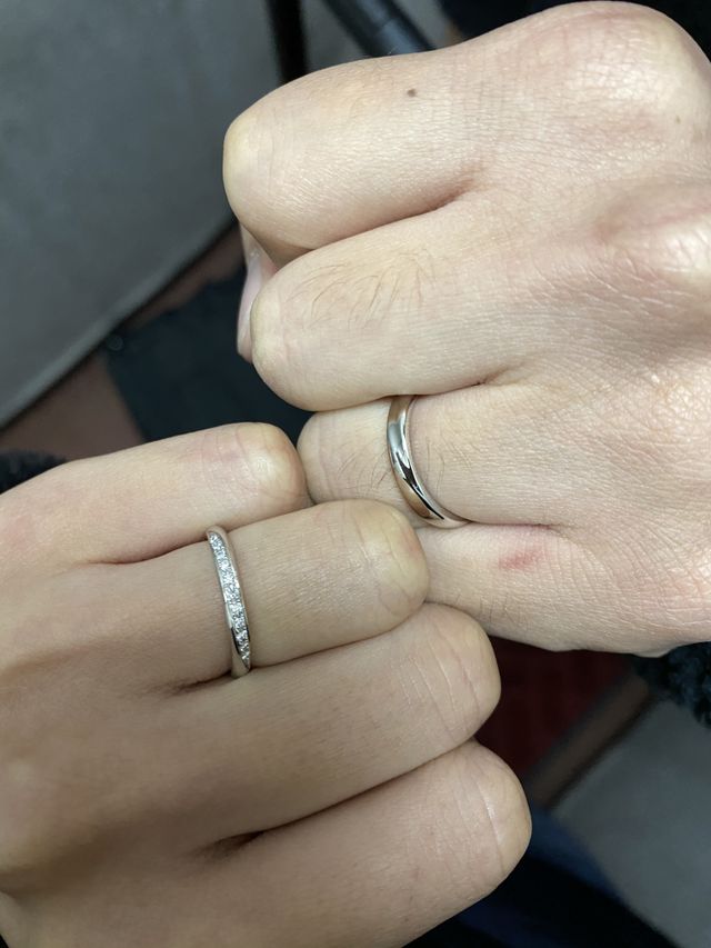 互いの指に合った指輪になりました♡