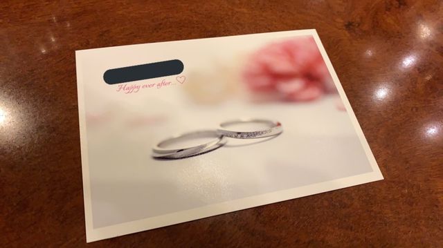 お店から2人の指輪の写真をプレゼントでいただきました！