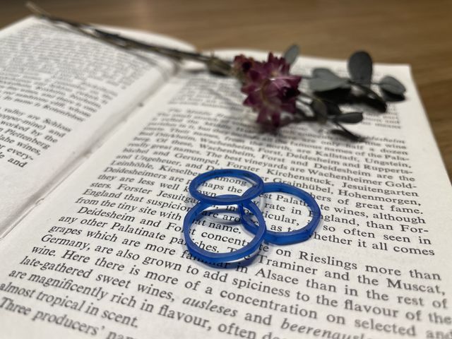 自分たちが蝋で作るリングの原型。上は婚約指輪で下が結婚指輪。