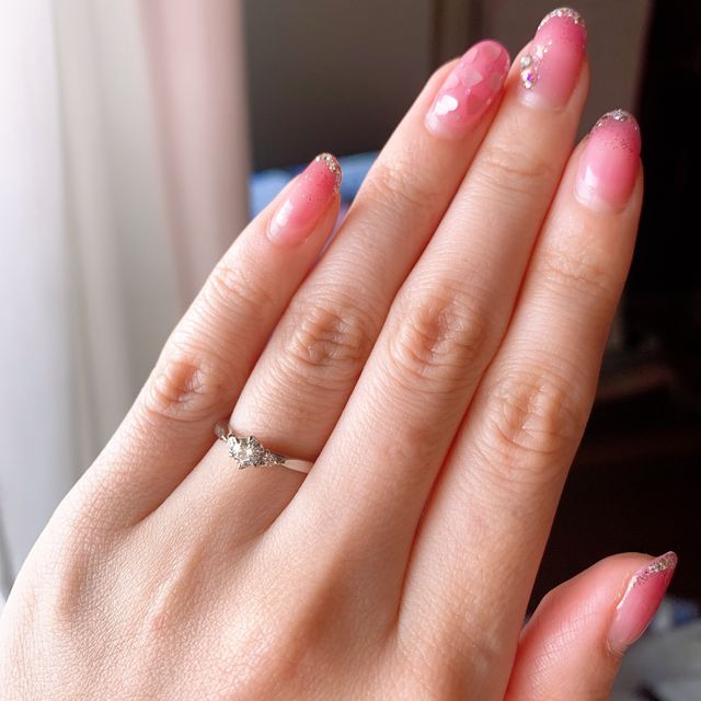 自分の指の3分の1のサイズのダイヤがベストとのことでした。