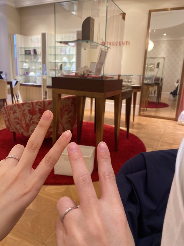 結婚指輪試着時の写真です。