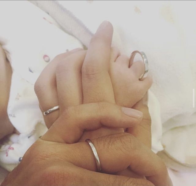 息子が産まれたお祝いに送った3人お揃いの指輪。