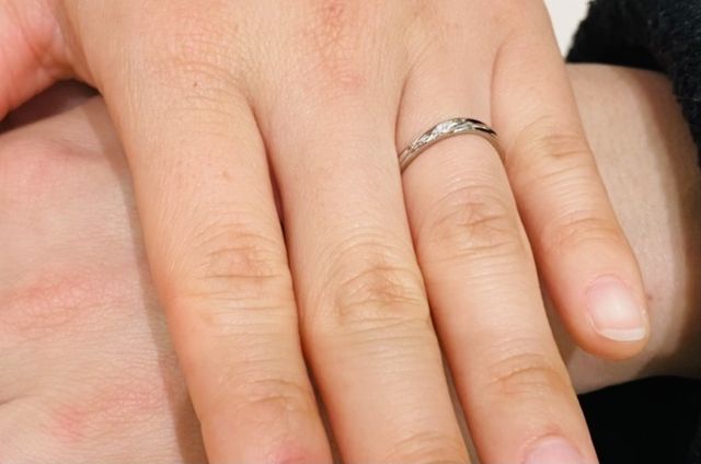 指輪購入時に写真を撮りました