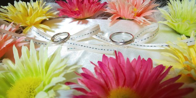 頑張って作ったリングピローに乗せて撮ってみました！