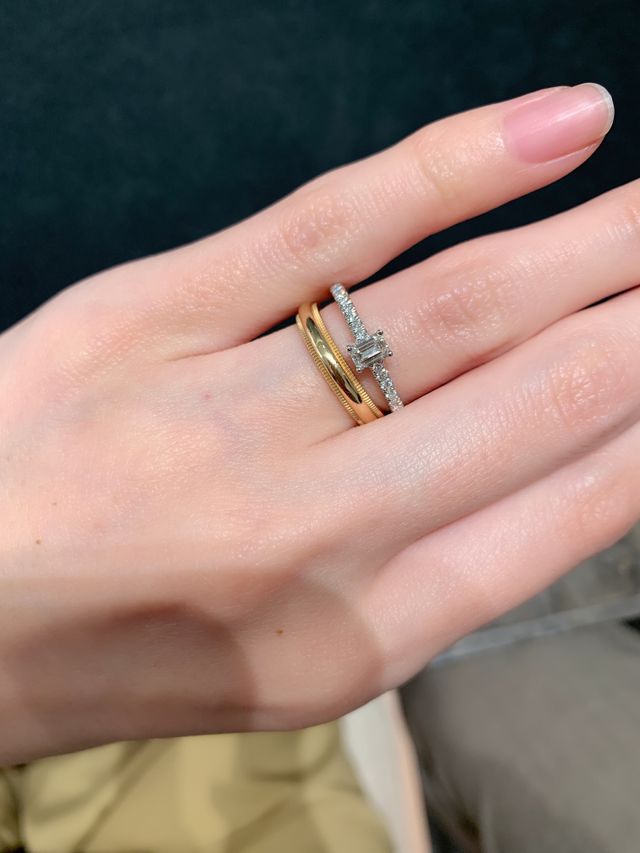 ミルグレインのローズゴールド、幅3mm