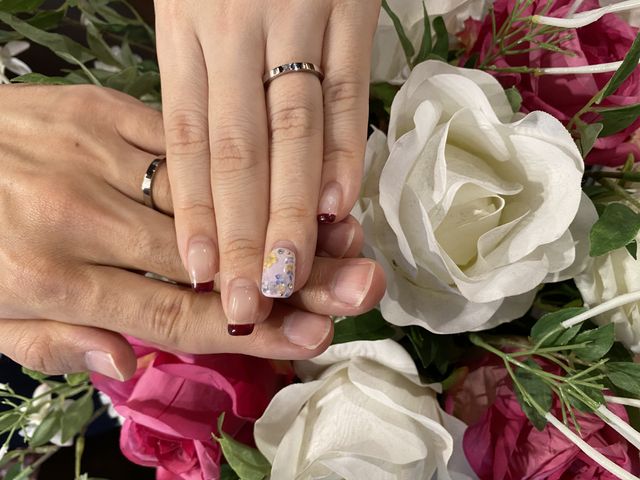 プリンセスカットのダイヤを幅いっぱいに入れてもらいました♪