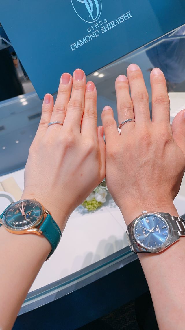 2人とも完成後初めて指輪をつけました！大満足です！！
