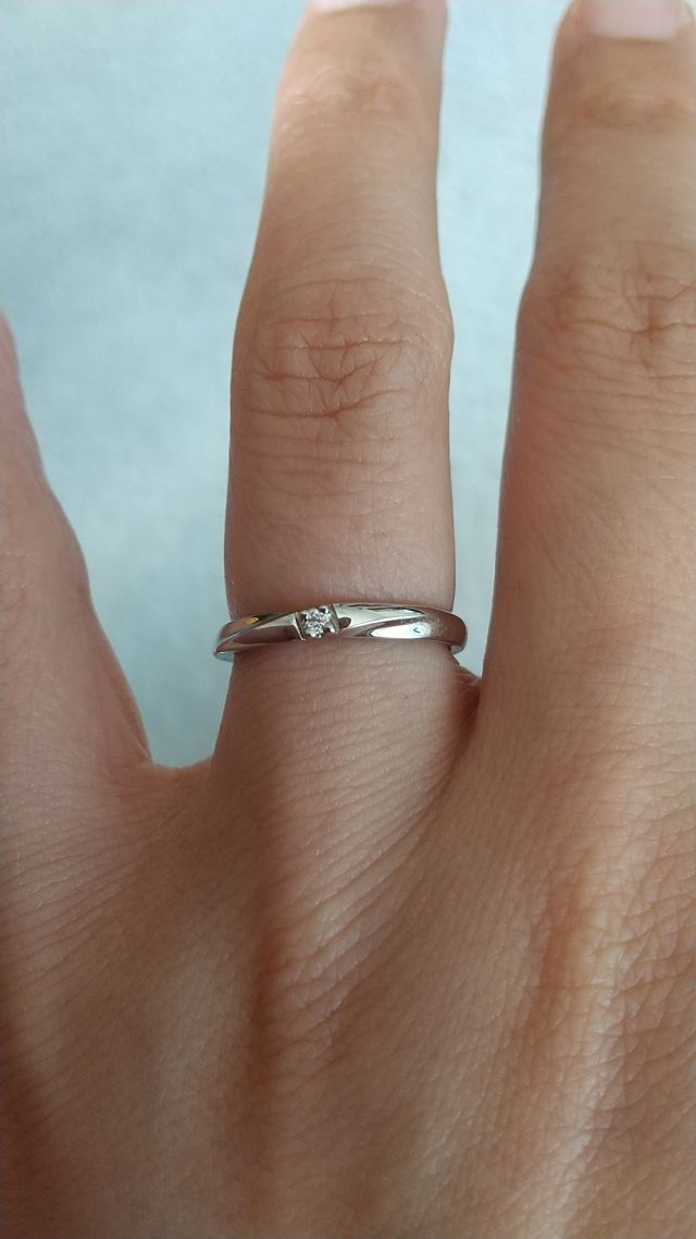 pt950のリングで、ハート&キューピッドダイアモンドつき