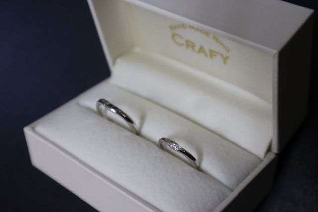 結婚指輪手作り pt900 Vライン