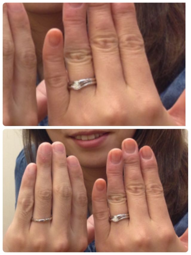 上が婚約指輪と結婚指輪のセットで下が旦那さんととったものです