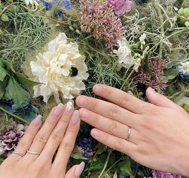 2人で選んだ指輪が出来上がりました
付けてみて、ピッタリです