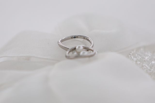 結婚式でリングピローの上で♡