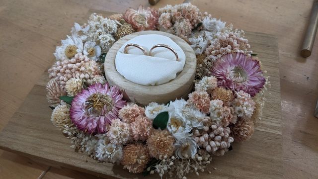 内側に手書きの絵と文字を入れていただき誕生石を入れます。