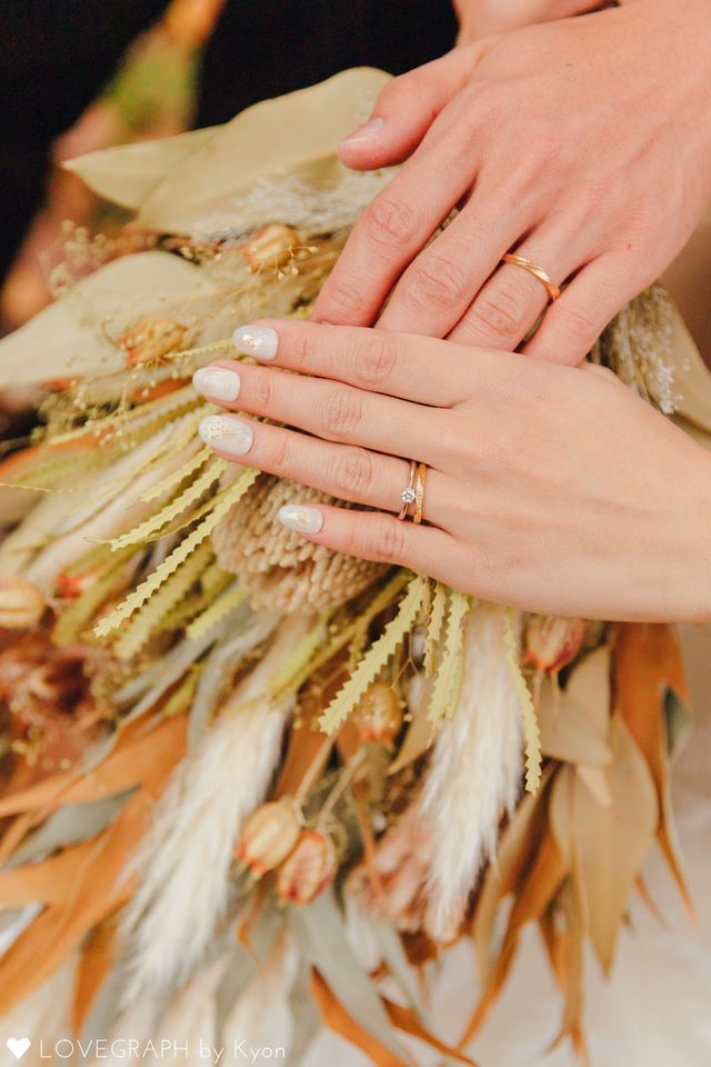 前撮で撮影した婚約指輪と結婚指輪！