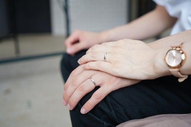 指輪作成後に受け取りに行った時の写真です！