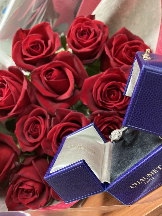 プロポーズサプライズでしたた　大きいダイヤでびっくり