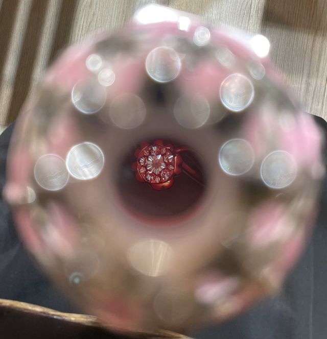 ゴージャスなジュエリーボックスの上からカットが見えます。