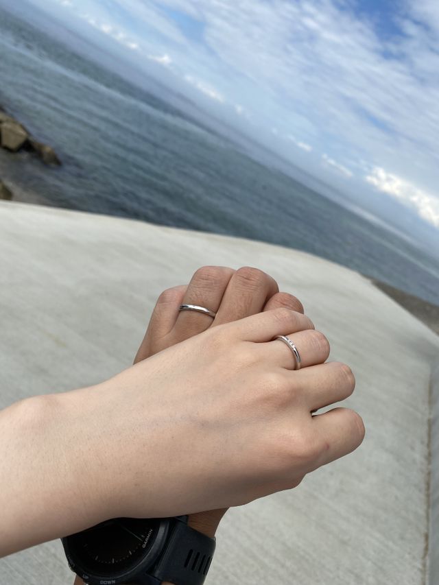 完成して二人で初めて付けてデートに行きました！