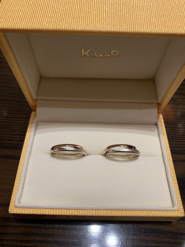 ギメルリング2連/ピンクゴールド艶あり、プラチナ艶なし