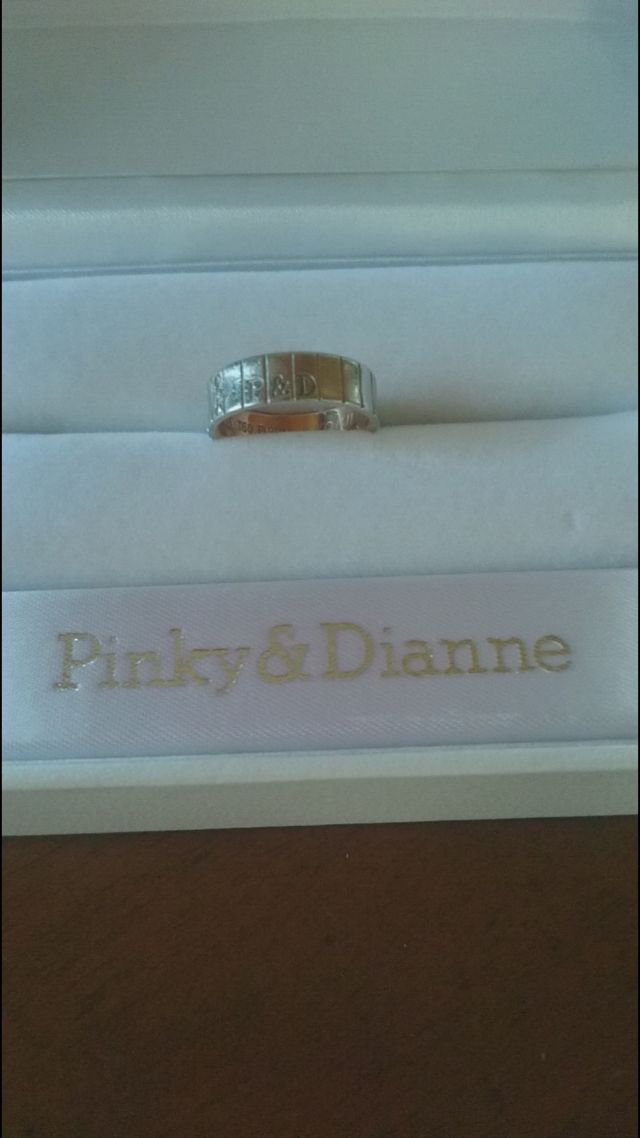 プラチナ、裏面18金 誕生石付き