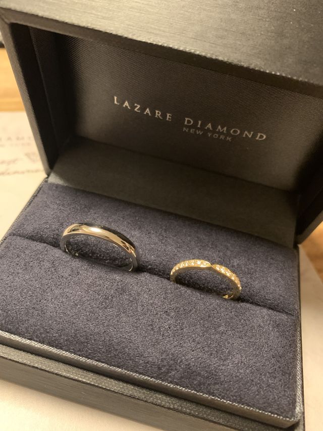 K18ハーフエタニティリング、メレダイヤが綺麗に詰まっている