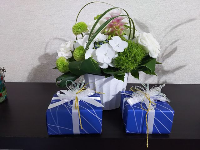 指輪を受取りに行った時にお花を頂きました。お気遣いに感謝です