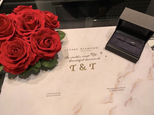 受け取りの日に、写真撮影用のボードを用意してくださいました