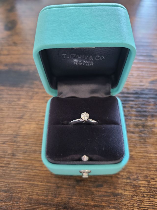 指輪のみ撮影。
Tiffanyの定番の形がとても可愛いです。