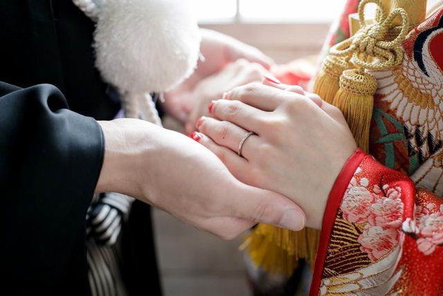 和装前撮り時の指輪ショット
