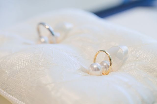 結婚式の時の指輪の様子です。