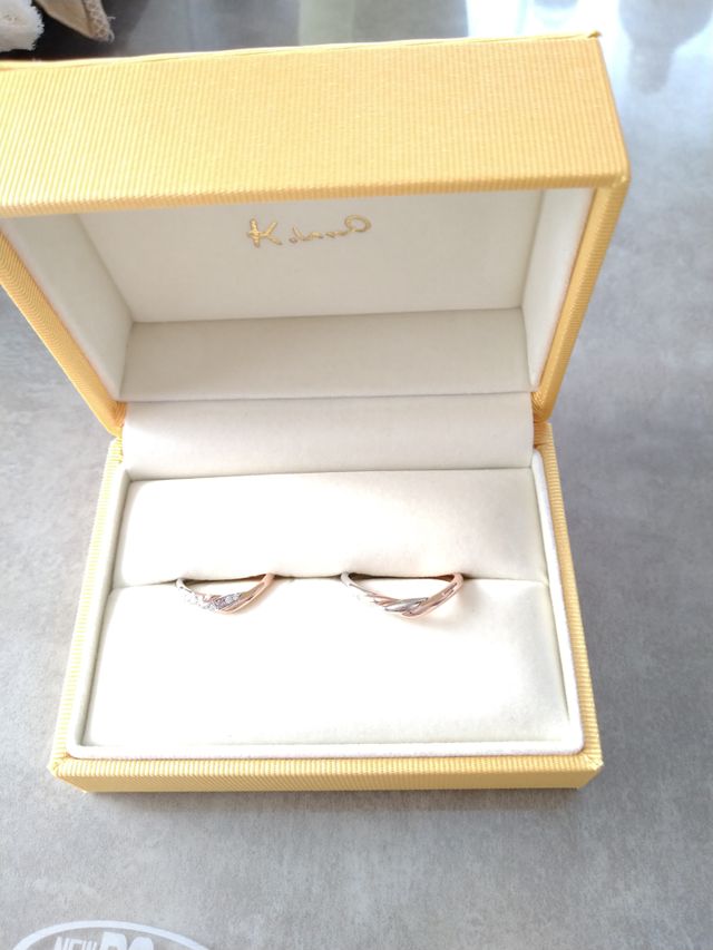 14kのピンクゴールドとプラチナ950の組み合わせがオシャレ